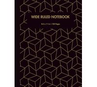 Golden Cube Wide Ruled Notebook: 8.5 x 11 in, 150 Pages | Geometric Black and Gold Lined Journal for Work or School