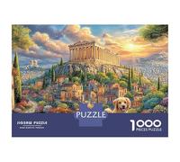 Golden Dogs en Atenas Perro en ruinas de la Antigua Grecia Puzzles 1000 Piezas Pasatiempo Creativo Juguete Educativo DIY Regalos para Hombres Niños De 8 A 12 Años 52x38cm/1000pcs