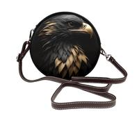 Golden Eagle Head - Bolso cruzado redondo de piel para mujer