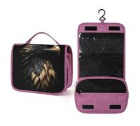 Golden Eagle Head - Neceser de viaje para mujer, organizador de maquillaje colgante con gancho para champú