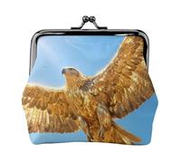 Golden Eagle Soar - Monedero de piel con cierre de beso, pequeña cartera para mujer