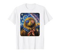 Golden Eagle Usando Gafas de Bandera de Estados Unidos Arte Americano Camiseta gráfica económica, Hombre, Blanco, M