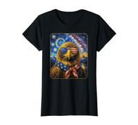 Golden Eagle Usando Gafas de Bandera de Estados Unidos Arte Americano Camiseta gráfica económica, Mujer, Negro, M