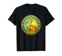 Golden Fantasy Dragon Mosaico Glass Style Design Camiseta