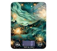 Golden Fireworks - Báscula portátil impermeable para alimentos, color verde oscuro, para viajes, 11 libras/5.1 g, 5 kg/5 g, báscula de cocina con 4 unidades para hornear jabón, hacer jabón (pilas no