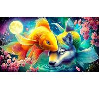 Golden-Fish-and-Lobo-Fish-Fusion Rompecabezas para Adultos: 1000 Piezas de Cartón Reciclado - Decoración 38x52cm/1000pcs