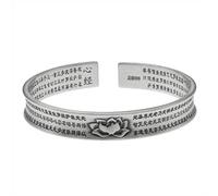 Golden_flower Escritura Budista Brazalete de Plata S999 Pulsera de Plata Esterlina Loto Cóncavo Femenino Retro Pulsera de Plata Ajustable Joyería Budista Escritura Brazalete de Platabrazalete