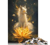 Golden Fox on Lotus Rompecabezas Imposible,desafío para Adultos Entretenimiento Creativo 1000 Piezas Obra De Arte De Juego De para Adultos, Regalos A Partir De 14 Años 1000pcs (40x28cm)