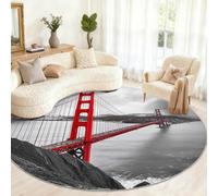 Golden Gate Bridge - Alfombra Redonda de 160 cm, diseño de Paisaje de San Francisco para Sala de Estar, alfombras Redondas Antideslizantes para Dormitorio, Mesa de Comedor, decoración del hogar