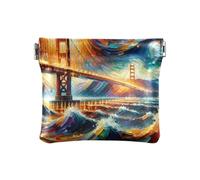 Golden Gate Bridge - Cartera de noche, monedero pequeño, cartera compacta para mujer, Golden Gate Bridge Night-1, 4.33x3.74In, Golden Gate Bridge Night-1