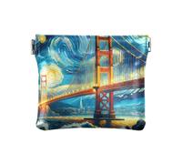 Golden Gate Bridge Night - Monedero pequeño, monedero para hombre, Noche del puente Golden Gate, 4.33x3.74In, Noche del puente Golden Gate