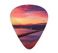 Golden Gate Bridge - Púas de guitarra con caja de almacenamiento, 3 grosores de 0,46/0,71/0,96 mm, púas ABS para guitarra, ukelele y bajo