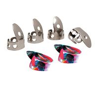 Golden Gate NP1-GP7 - Púas de guitarra para dedo y pulgar para guitarra acústica y banjo, tamaño mediano, acero inoxidable y celuloide de confeti, 6 púas