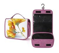 Golden Ginkgo Leaf - Neceser de viaje para mujer, organizador de maquillaje colgante con gancho para champú