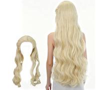Golden Girl Wig - Soft Realistic 60cm Fake Hair Prop for Cosplay | Long Gold Synthetic Wig for Halloween, Costume Party, Event Photoshoot, Stage Performance, Comic Role Play, Women, Girls