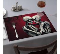 Golden Girls Gifts Two Skeletons In Love On A Red Background. Manteles individuales de silicona para encimera de cocina (4 piezas)