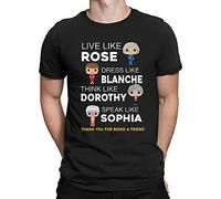 Golden Girls - Live Like Rose, Love Like Blanche Vintage 80s Comedy tee Round Neck Unisex Tops Men's 100% Cotton Short-Sleeve T-Shirts XXL