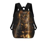 Golden Glow Bengal Cat - Mystical Feline Art - Enchanted Cat Portrait Mochilas Para Niños Y Estudiantes, Mochilas Escolares Impresas En 3D, Mochilas Para Estudiantes De Primaria Y Secundaria Para Niño