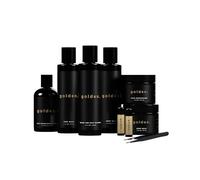 Golden Grooming Co. Juego de cuidado de la piel para el baño y el cuerpo, juego de regalo para hombres, con exfoliante profundo, lavado facial, crema hidratante, lavado corporal, champú para el