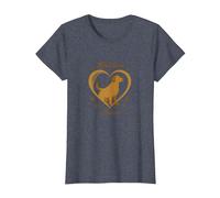 Golden Heart Golden Retriever Love Paw Prints Perros Amantes Camiseta, Mujer, Azul Jaspeado, S