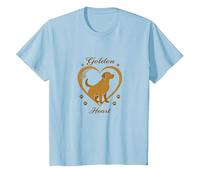 Golden Heart Golden Retriever Love Paw Prints Perros Amantes Camiseta, Niños, Azul Bebé, 3 años