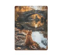 Golden Hour by The River 02 Póster Arte de Pared Hierro Decoración Vintage Placa Metal Cartel para el Hogar Café Club Arte Bar Shop 40 x 30 cm
