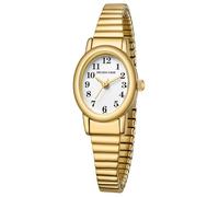 GOLDEN HOUR Reloj Analógico de Cuarzo para Mujer, Compacto con Pantalla Digital de 12 Horas de Fácil Lectura, Caja Redonda con Pulsera de Acero Inoxidable Resistente al Agua para Niñas