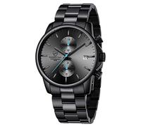GOLDEN HOUR Reloj de Cuarzo para Hombre de Negocios de Moda con cronógrafo Impermeable de Acero Inoxidable para Hombre, Fecha automática (Blue)