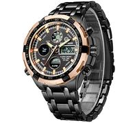 GOLDEN HOUR Reloj de Pulsera analógico Digital de Acero Inoxidable para Hombres y Hombres al Aire Libre, Resistente al Agua, Gran Reloj de Pulsera