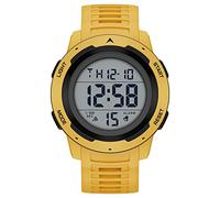 GOLDEN HOUR Reloj Deportivo Digital para Hombre, Impermeable con Pantalla Ancha de Fácil Lectura, Estilo Militar con Correa de Goma, Marrón Amarillento