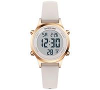 GOLDEN HOUR Reloj Digital Mujer, Deportivo Impermeable 5 ATM, Correa Silicona 12mm, Movimiento Japonés, Luz LED, Alarma, Cronómetro, Ideal Deporte y Diario (Luz de Estrellas/Oro Rosa)
