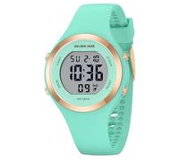 GOLDEN HOUR Reloj Digital Mujer, Resistente al Agua hasta 5 ATM, Deportivo, cronógrafo, Correa de Silicona, Reloj de Pulsera para Mujer con Fecha, Esfera Luminosa de fácil Lectura - Verde