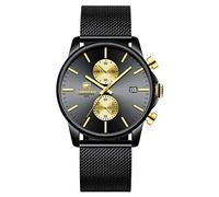 GOLDEN HOUR Reloj para Hombre, Elegante, Minimalista, de Cuarzo, de Malla analógica, de Acero Inoxidable, Resistente al Agua, cronógrafo para Hombres con Fecha automática