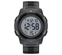 GOLDEN HOUR - Relojes deportivos digitales impermeables para hombre, pantalla ancha, fácil de leer, estilo militar con correa de goma, Negro -