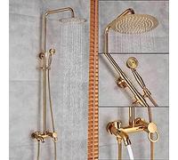 Golden - Juego de grifo de ducha monomando de 3 vías de 8 pulgadas con sistema de ducha de mano con boquilla de cascada de mano, grifo dorado E, grifo dorado B, grifo de ducha, grifo dorado a