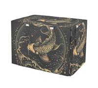 Golden Koi Fish Moon Crate Cover con ventanas de malla resistente a los rayos UV Dog Create Cover Grande