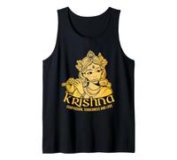 Golden Krishna Flauta Line Art Design Camiseta sin Mangas