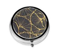 Golden Leafpill Box, pastillero redondo, 3 compartimentos, para bolso o bolsillo, pastillero portátil de viaje