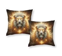 Golden Lion Spirit Art - Fundas de almohada grandes decorativas modernas de primavera, 50,8 x 50,8 cm