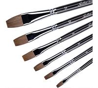Golden Maple Brand Brush-Flat Red Sable Hair-Artist's Painting Supplies Crafts Paintbrushes Set 6pcs/set-Long Birch Wooden Handle-Oil,Acrylic,Watercolor Paints Set by Golden Maple