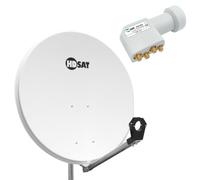 GOLDEN MEDIA Pack Antena parabólica Acero 80 cm + LNB Quad Universal 0,1dB Compatible Canal