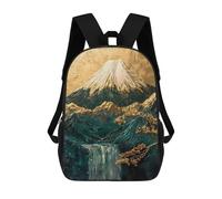Golden Mount Fuji Cherry Blossom Japanese Mochilas Impresas En 3D 17inch Mochila Escolar Infantil Para Exteriores, Mochila Informal De Día, Bolsas De Viaje Informales Para Estudiantes De Secundaria