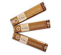 Golden Nag Chandan, Lote Incienso Aromático x 3 Vijayshree Nag Chandan, Incienso Natural Aromaterapia, Varitas de Incienso, 3 Cajas de 15 grs.