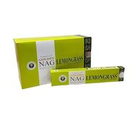 Golden Nag Lemongrass Masala - Varillas de incienso naturales hechas a mano (12 unidades, 15 g)