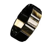 Golden Obsidian Bracelet - Elastic Bracelet with Rectangular Plaques | Stretch Crystal Bracelets for Women Men Adults Collectors Daily Wear Office Birthday Holiday Date Night