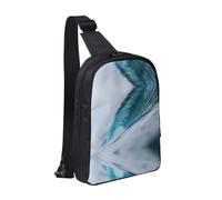Golden Octopus - Bolsa de pecho con doble bolsillo, perfecta para conciertos, deportes, viajes, ciclismo y senderismo, mochila cruzada, Ocean Green Wave Surf, Talla única