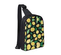 Golden Octopus - Bolsa de pecho con doble bolsillo, perfecta para conciertos, deportes, viajes, ciclismo y senderismo, mochila cruzada, Fruta de limón, Talla única