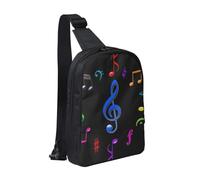 Golden Octopus - Bolsa de pecho con doble bolsillo, perfecta para conciertos, deportes, viajes, ciclismo y senderismo, mochila cruzada, Música pentatónica colorida, Talla única