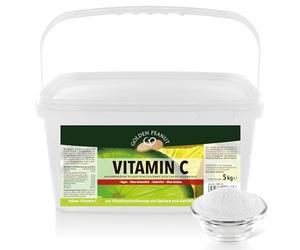 GOLDEN PEANUT Vitamina C en polvo, 5 kg, ácido ascórbico puro, sin aditivos, alta dosis, vegano y sin ingeniería genética