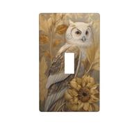 Golden Petals Sunflowers Owl Fantasy Art Light Switch Cover Decorative Single Toggle 1 Gang Wall Plate for Kitchen Farmhouse Bedroom Bathroom Art Decor